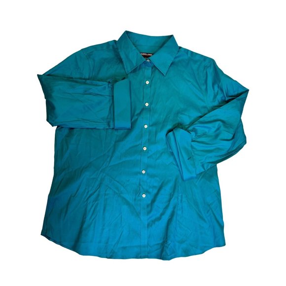 Kirkland Signature Women's‎ 3/4 Sleeve Button Up Turquoise Size XL  16/18 - Picture 1 of 4